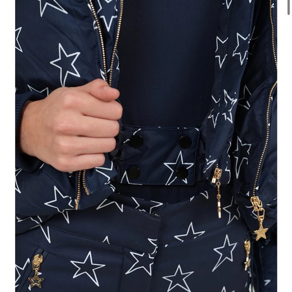 Navy Star Print Women's Ski Jacket - Picture 4 of 4